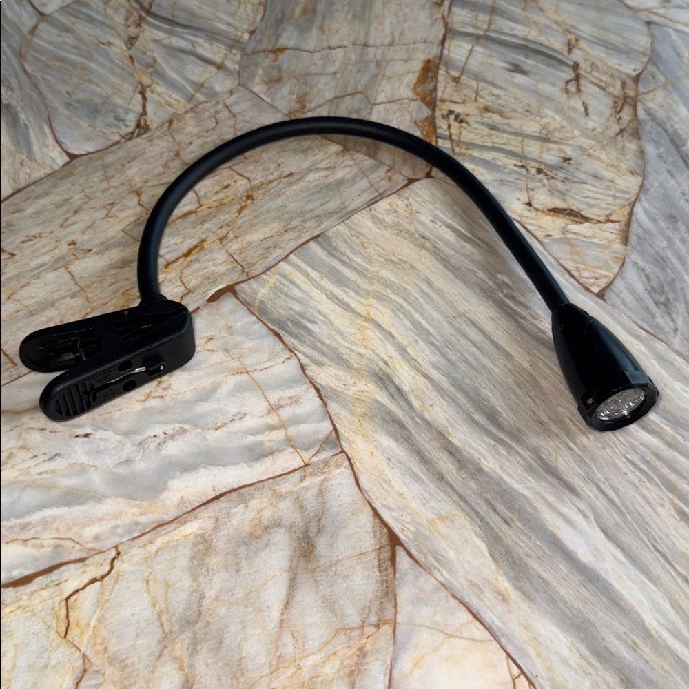 Black LED Clip On Book Light Flexible Gooseneck Portable Reading Lamp